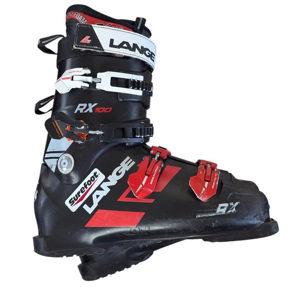 Lange RX 100 Downhill Men's Ski Boots - Size 29.5 - Black & Red Multicolor - Picture 3 of 14